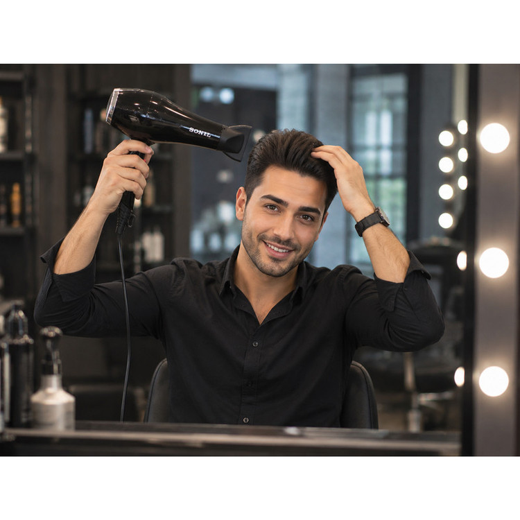 سشوار حرفهای 2600 وات سانیل مدل STP-8803، موتور AC دارای سری متمرکزکننده باریک، متمرکزکننده پهن با ویژگی صافکنندگی، حجمدهندگی، با قابلیت باد سرد