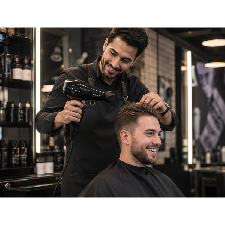 سشوار حرفهای 2600 وات سانیل مدل STP-8803، موتور AC دارای سری متمرکزکننده باریک، متمرکزکننده پهن با ویژگی صافکنندگی، حجمدهندگی، با قابلیت باد سرد
